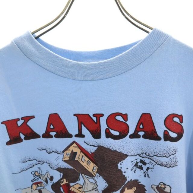 ヘインズ 80s USA製 青タグ オズの魔法使い KANSAS  半袖 Tシャツ XL ブルー系 Hanes ヴィンテージ メンズ 【210619】 3