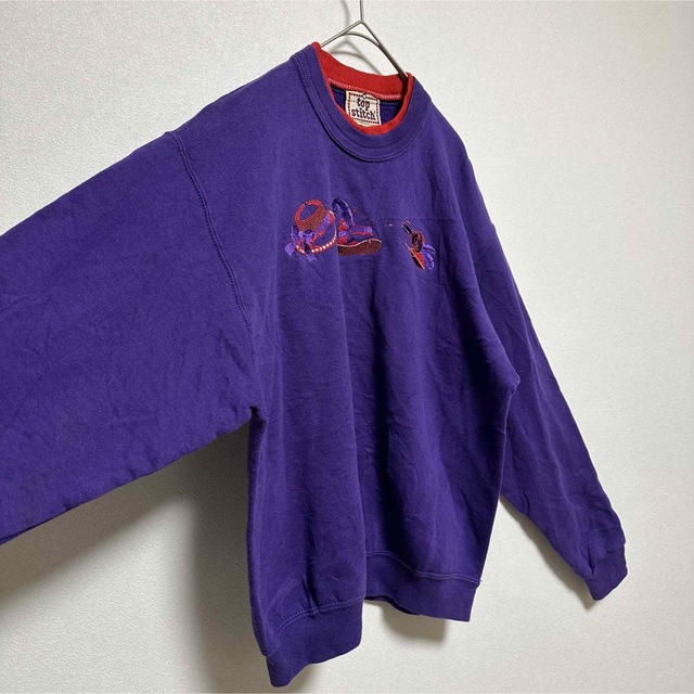 【メキシコ製】スウェット　トレーナー　Sサイズ　刺繍　ださかわ　女子　紫 5