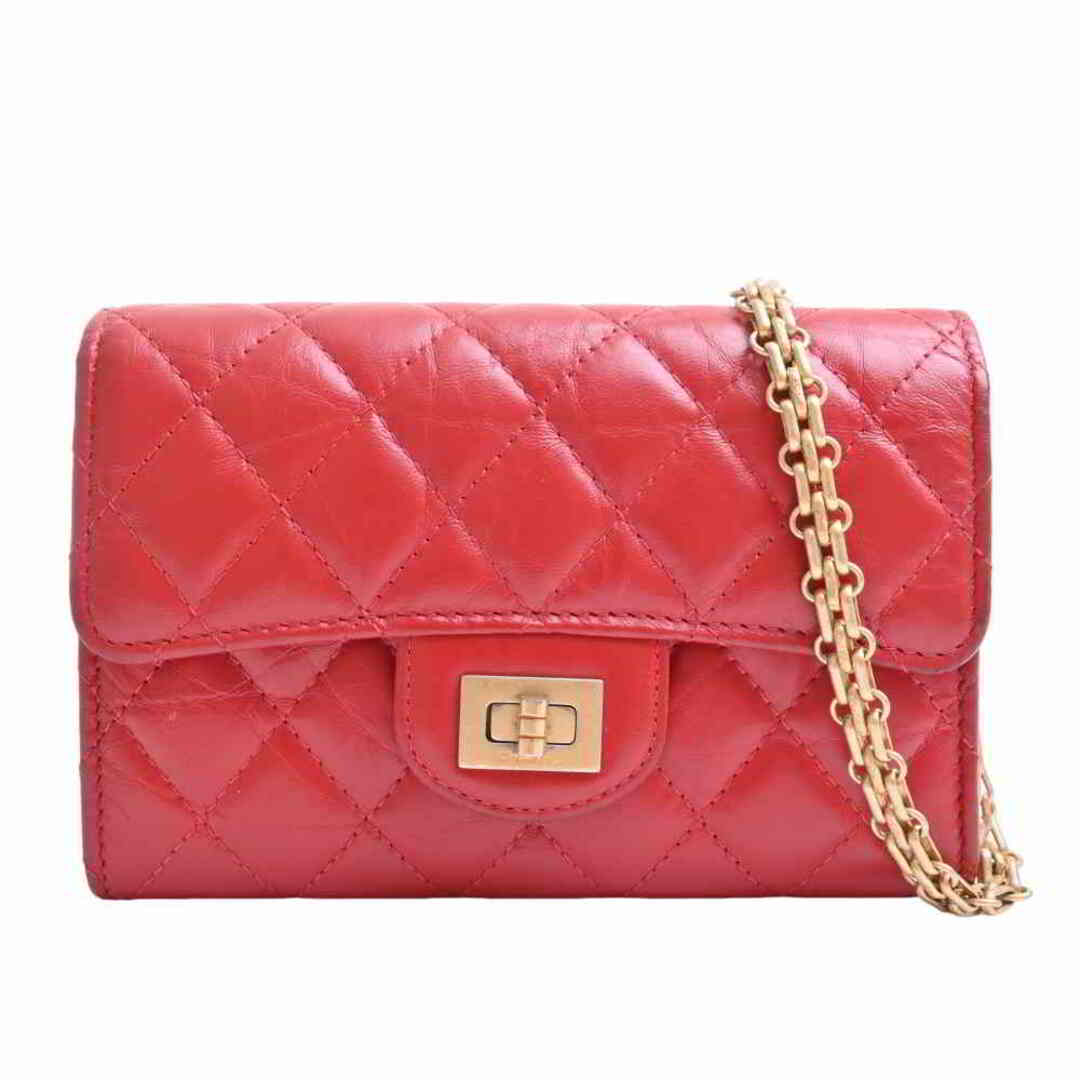 CHANEL -  【中古】 CHANEL シャネル 2.55 レザ- マトラッセ チェーン ショルダーバッグ レッド レザー by