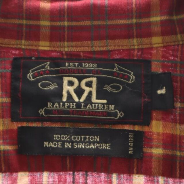 RRL - RRL 90s 初期黒タグ 赤三ツ星 ラルフ チェック 長袖 シャツ L