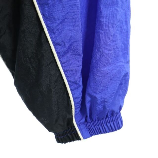 アディダス 80s-90s トレフォイルロゴ ナイロンジャケット M 青×黒 adidas マウンテンパーカー 万国旗タグ ヴィンテージ メンズ 【210423】
