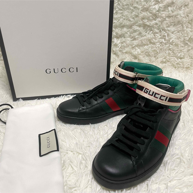 Gucci - 美品✨ GUCCI グッチ スニーカー ハイカット シェリーライン レザー
