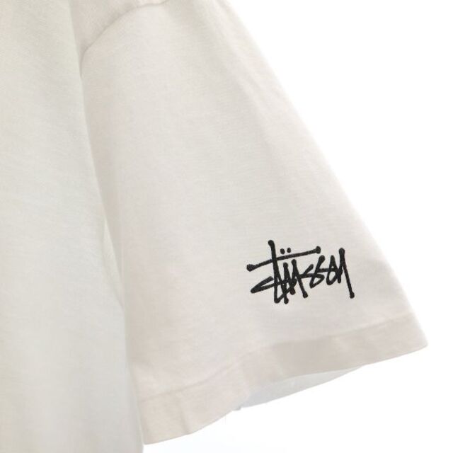 ステューシー 90s 紺タグ オールド　USA製 プリント 半袖 Tシャツ M ホワイト STUSSY メンズ 【210704】