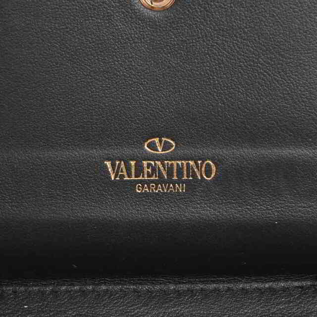 VALENTINO ヴァレンティノ レザー ロックスタッズ 二つ折り コンパクト財布 ブラック by 6