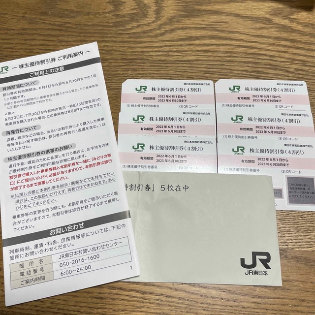 JR(ジェイアール)のJR東日本　株主優待　6枚 チケットの優待券/割引券(その他)の商品写真