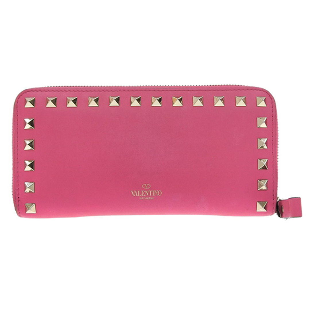 中古】 VALENTINO ヴァレンティノ レザー ロックスタッズ ラウンド