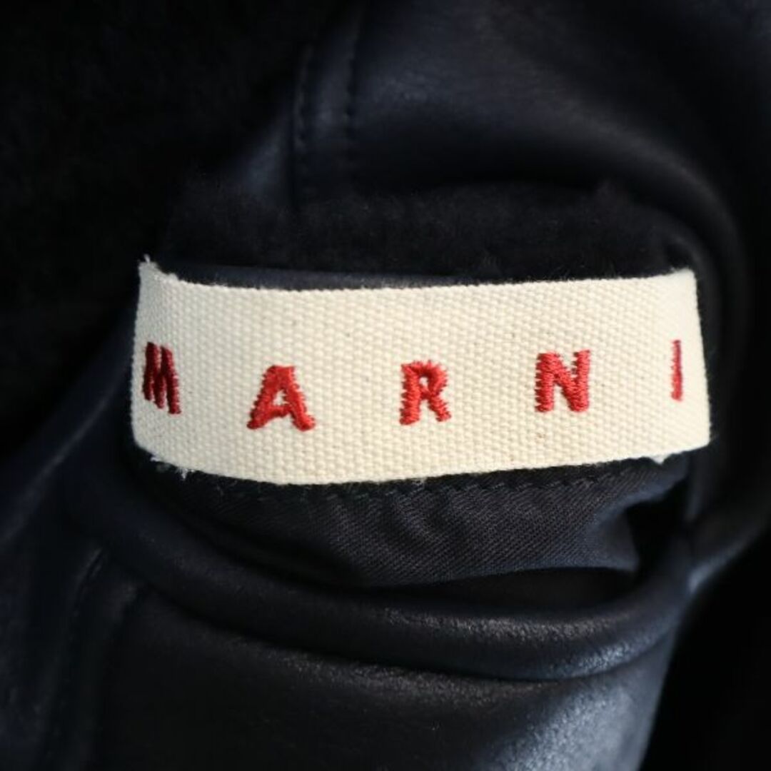 Marni - マルニ レザー リバーシブル コート 38 紺 MARNI カバー付