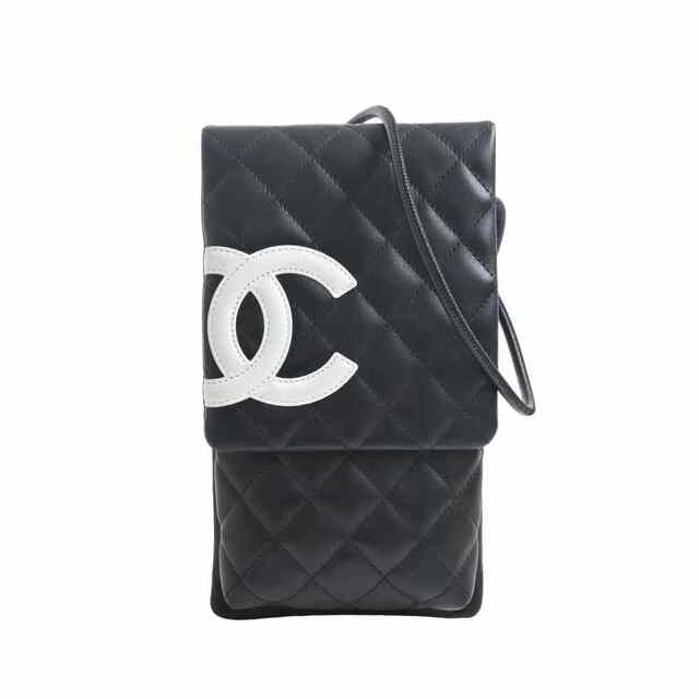 CHANEL シャネル レザー カンボン ココマーク ポシェット ショルダーバッグ ブラック by