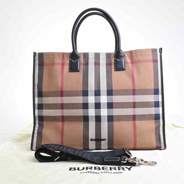 【中古】 BURBERRY バーバリー ノバチェック キャンバス 2WAY トートバッグ ブラウン by