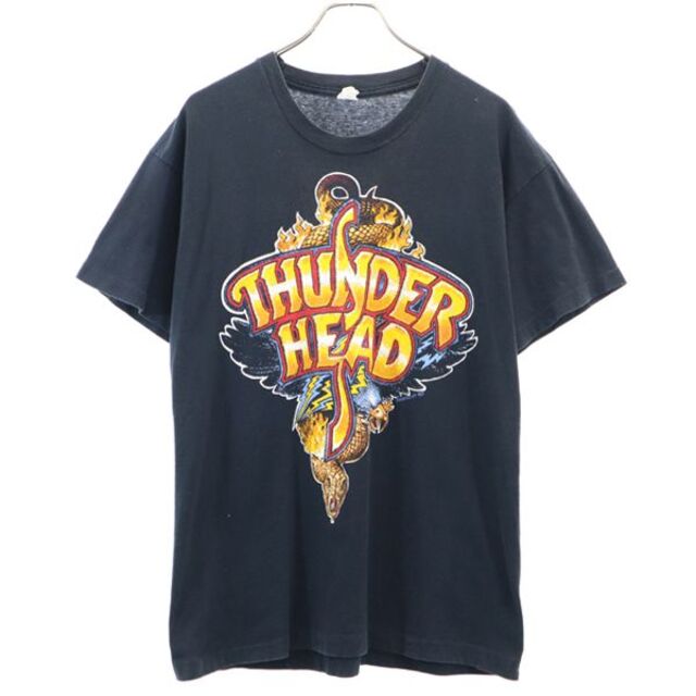 サンダ―ヘッド 90s プリント 半袖 Tシャツ 黒 THUNDER HEAD ジャーマンメタル メンズ  200524