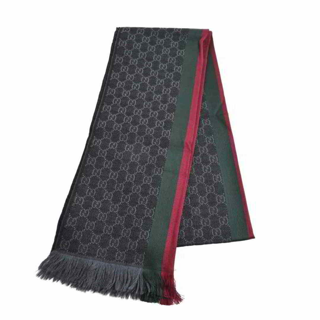 中古】 Gucci グッチ ウェブ GG ウール シルク マフラー ブラック by