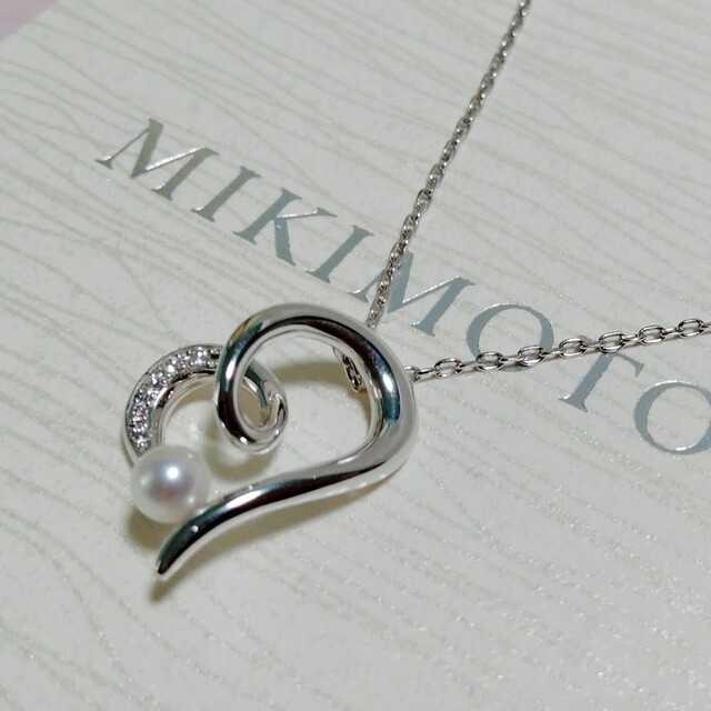 MIKIMOTO　美品　ミキモトＫ18.ダイヤモンドパールペンダントネックレス