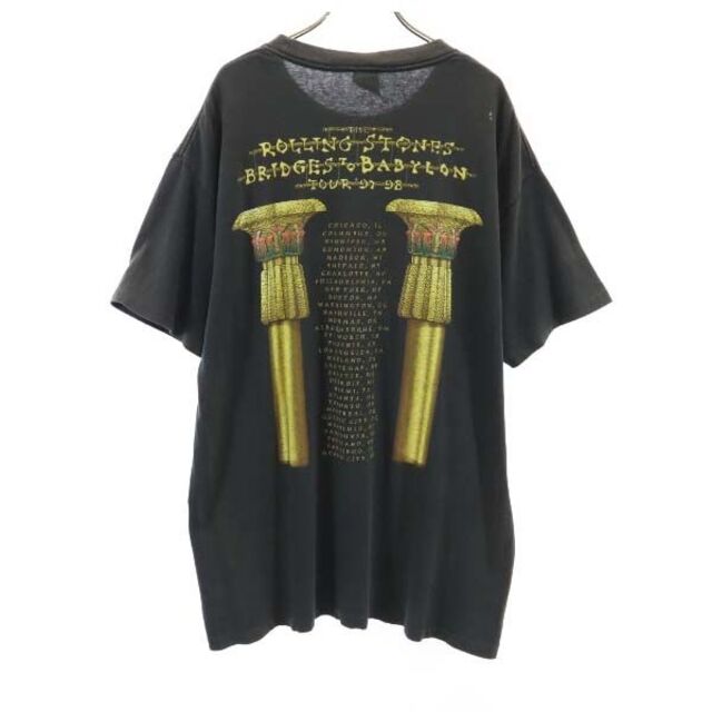 【中古】 ローリングストーンズ 90s USA製 B2B 半袖 バンド Tシャツ XL ブラック the Rolling Stones anvil  リップストゥタン ツアーT メンズ 【210604】 メール便可