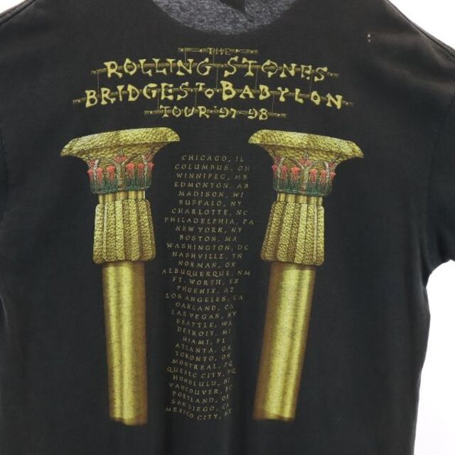 【中古】 ローリングストーンズ 90s USA製 B2B 半袖 バンド Tシャツ XL ブラック the Rolling Stones anvil  リップストゥタン ツアーT メンズ 【210604】 メール便可