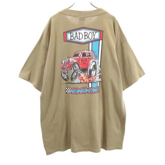 バッドボーイ 90s USA製 バックプリント 半袖 Tシャツ XL ブラウン BADBOY オールド ストリート メンズ  210707