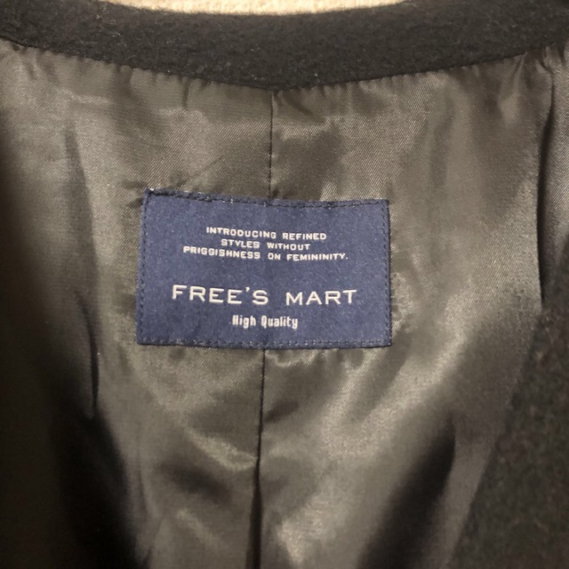FREE'S MART(フリーズマート)のフリーズマート　Super110’s スペリオルビーバーVカラーコート　黒　S レディースのジャケット/アウター(ロングコート)の商品写真
