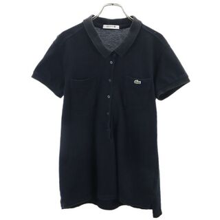 LACOSTE - 【中古】 ラコステ ゴルフポロシャツ 34 ブラック LACOSTE 日本製　ロゴ刺繍 レディース 【210712】 メール便可