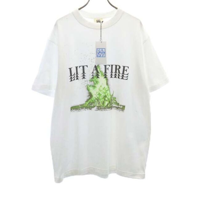 新品 バースト222 20ss FIRE プリント 半袖 Tシャツ 2 ホワイト vast222 ラバーソウル メンズ 【210304】