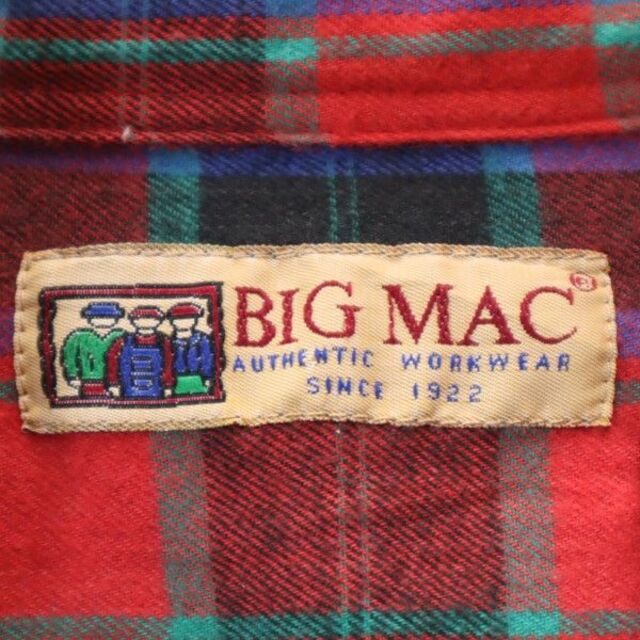 ビッグマック 80s チェック柄 長袖 ネルシャツ MT／ML 赤系 BIG MAC ウエスタンシャツ ヴィンテージ メンズ 【201021】 7