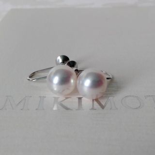 ミキモト(MIKIMOTO)の美品　ミキモトK18.パールイヤリング　約8-8.2ミリあこや真珠　高品質(イヤリング)