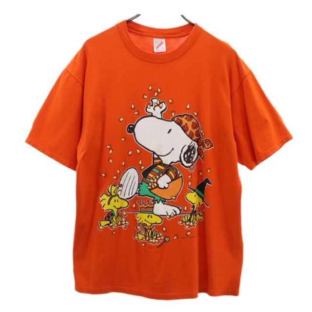スヌーピー 90ｓ　USA製 半袖 Tシャツ L オレンジ SNOOPY ジャージーズ　ハローウィン メンズ 【200717】