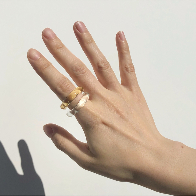 glass ring / yellow 17号 メンズのアクセサリー(リング(指輪))の商品写真