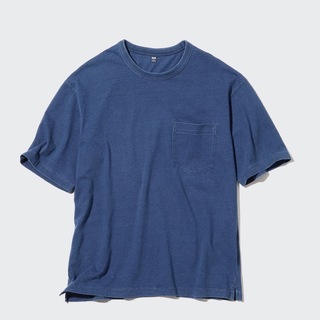 ユニクロ(UNIQLO)のインディゴクルーネックTシャツ（半袖）(Tシャツ/カットソー(半袖/袖なし))