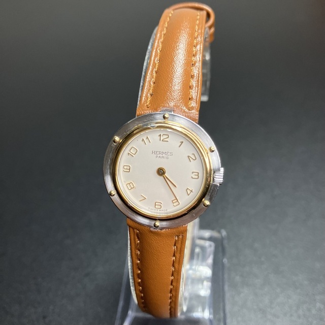 良品 確実正規品】 エルメス 腕時計 クリッパー ゴールド レディース