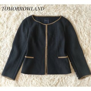 トゥモローランド(TOMORROWLAND)の【トゥモローランドコレクション】ノーカラージャケット ウール 38(ノーカラージャケット)