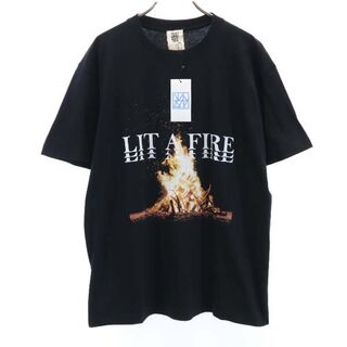 新品 バースト222 20ss FIRE プリント 半袖 Tシャツ 2 ホワイト vast222 ラバーソウル メンズ 【210304】