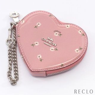 コーチ(COACH)のABランク コインケース 花柄 エナメル ピンク マルチカラー ハート(財布)