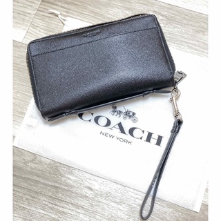 コーチ(COACH)の値下げ！COACH メンズ長財布　ブラック　ストラップ付(長財布)