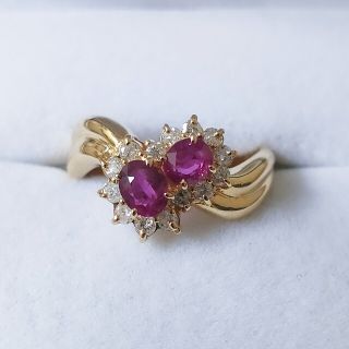 ダイヤモンド×ルビー リング K18YG 0.68ct 0.30ct 3.9g(リング(指輪))