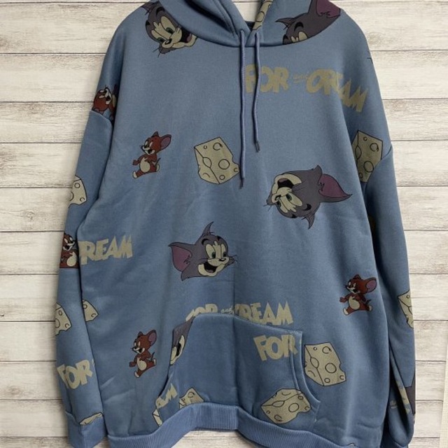 トムとジェリー フード パーカー 総柄グラフィック ブルーの通販 by ...