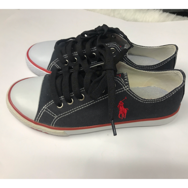 POLO RALPH LAUREN(ポロラルフローレン)のRR 473 POLO ラルフローレン　スニーカー　ブラック✖️赤 レディースの靴/シューズ(スニーカー)の商品写真