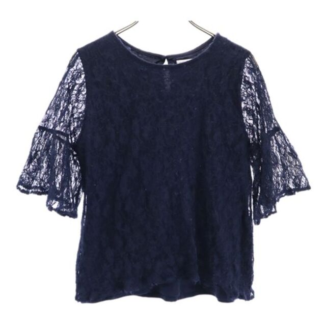 ikka - 【中古】 イッカ 総レースカットソー M ネイビー ikka バック
