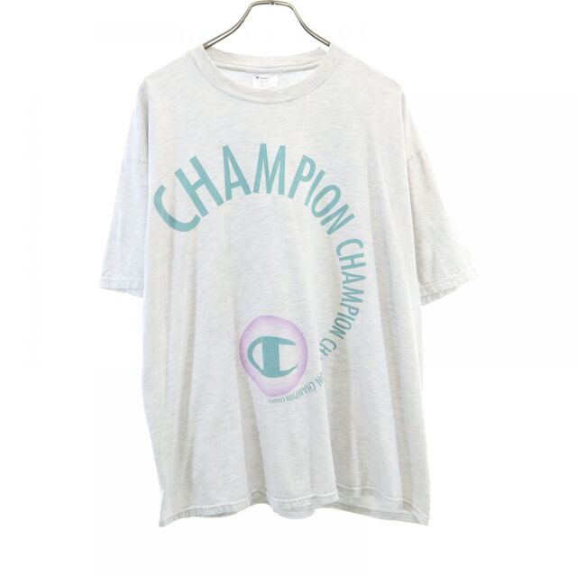 チャンピオン 00ｓ プリント 半袖 Tシャツ XL グレー Champion デザイン メンズ 【200704】