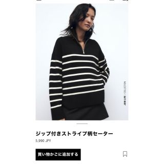 ZARA  ジップ付きボーダー　トップス(その他)