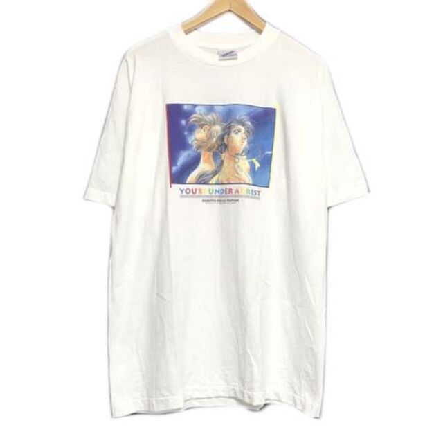 90s　USA製 プリント 半袖 Tシャツ L 白 逮捕しちゃうぞ デッドストック　藤島康介 メンズ  200718