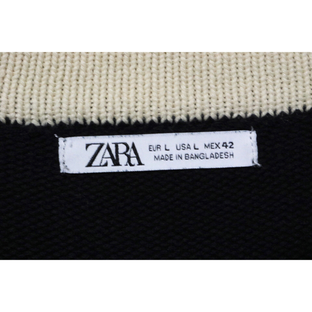 ZARA(ザラ)のZARA ザラ ライン ボタンカーディガン ネイビー ホワイト Lサイズ メンズのトップス(カーディガン)の商品写真