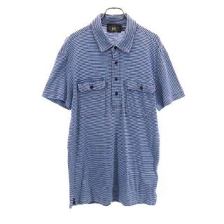 ダブルアールエル(RRL)のRRL 黒タグ 一ツ星 ボーダー 半袖 ポロシャツ S ダブルアールエル ブルー RALPHLAUREN ラルフメンズ 【中古】 【210709】(ポロシャツ)