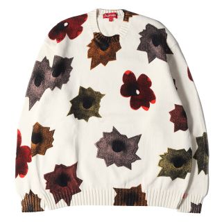 シュプリーム(Supreme)のSupreme シュプリーム ニット Nate Lowman ネイト ローマン バレットホール&フラワー コットン ニットセーター Nate Lowman Sweater 22SS ホワイト 白 L トップス コラボ【メンズ】【中古】【美品】(ニット/セーター)