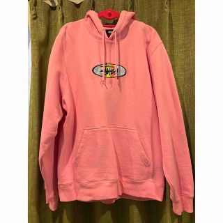 美品★STUSSY スウェットパーカー　ピンク　L