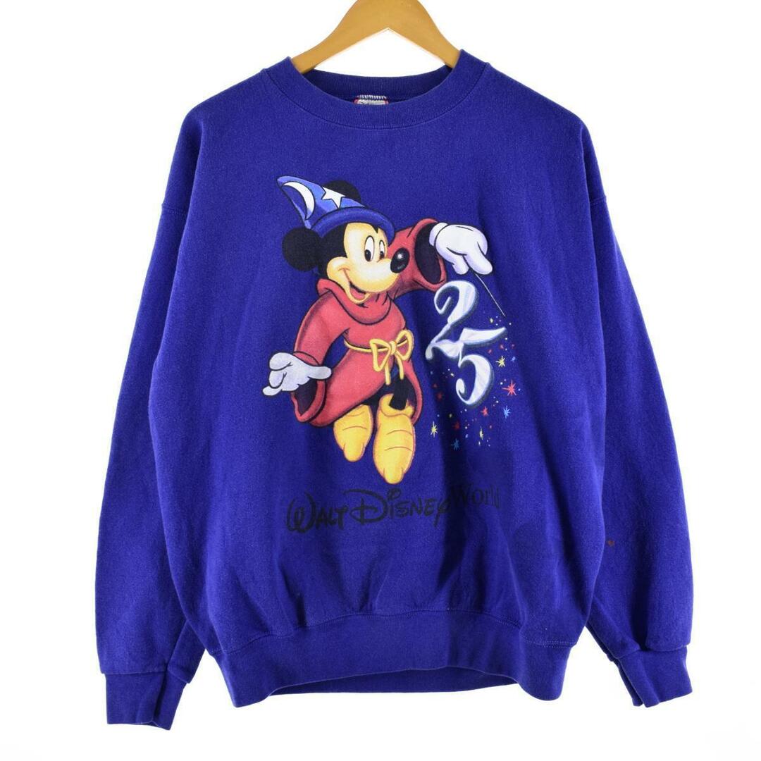 90年代 ディズニー Disney MICKEY MOUSE ミッキーマウス25th Anniversary キャラクタースウェットシャツ トレーナー USA製 メンズL ヴィンテージ /eaa305967