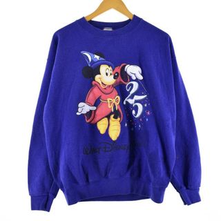 ディズニー(Disney)の古着 90年代 ディズニー Disney MICKEY MOUSE ミッキーマウス25th Anniversary キャラクタースウェットシャツ トレーナー USA製 メンズL ヴィンテージ /eaa305967(スウェット)