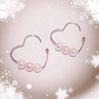 パールのハートピアス 〜ハンドメイド〜(ピアス)