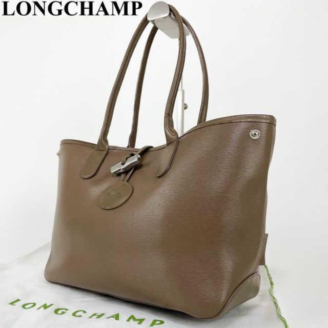 LONGCHAMP(ロンシャン)の【美品】 ロンシャン ロゾ トートバッグ トープ レザー 肩掛け A4可 レディースのバッグ(トートバッグ)の商品写真