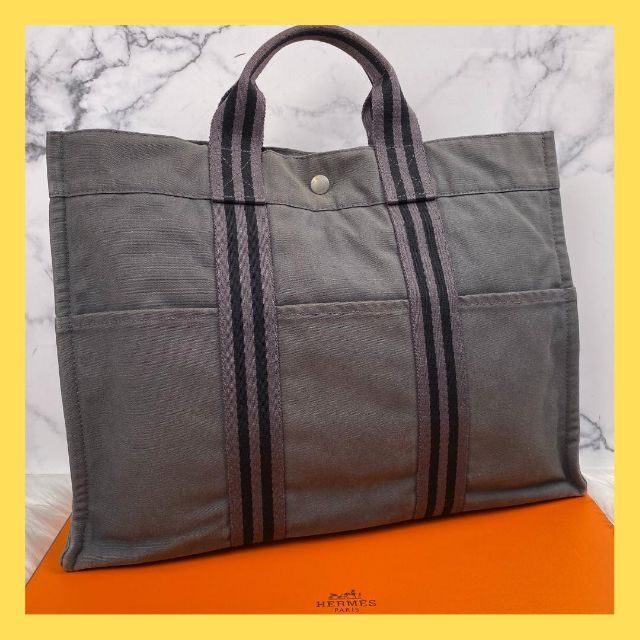 ✨美品✨エルメス フールトゥMM キャンバス トートバッグ グレー