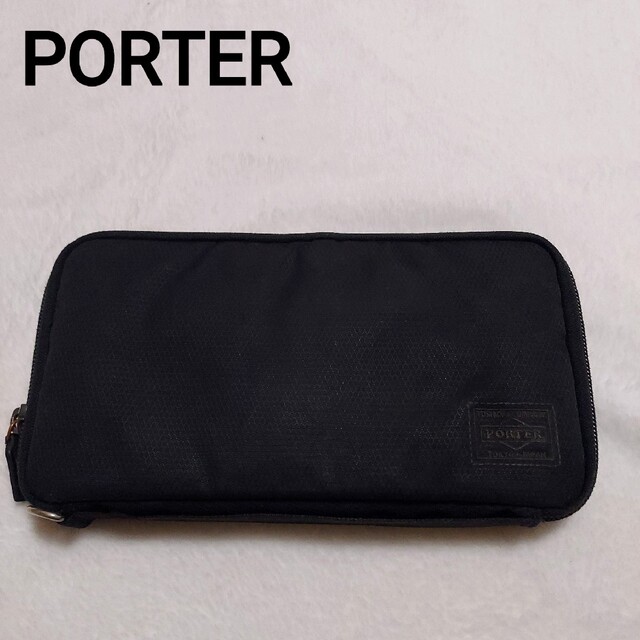 美品☆ポーター PORTERトラベルウォレット 長財布 黒 収納ポーチ