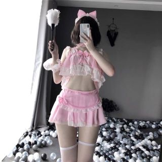 新品　ピンク猫メイド　レース　フリル　セクシーランジェリー　フリー　ハロウィン
